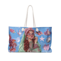 Fatine, Zagora 2006, Weekender Beach Bag — Celestial Pink Moroccan Tote