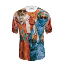 The Keffiyeh Wearing Moroccan Hajj and Hajja World Cup Mens T-Shirt
