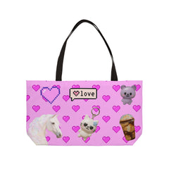 🇺🇸 Pixel Hearts & Strawberry Dreams Tote Bag- ピクセルハートのウィークエンダー