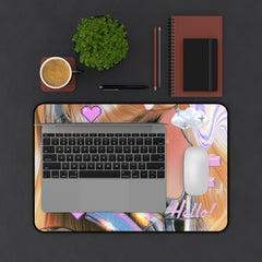 Cyber Pop Desk Mat — Retro Pixel Hearts & 'Hello!' Aesthetic Mouse Pad