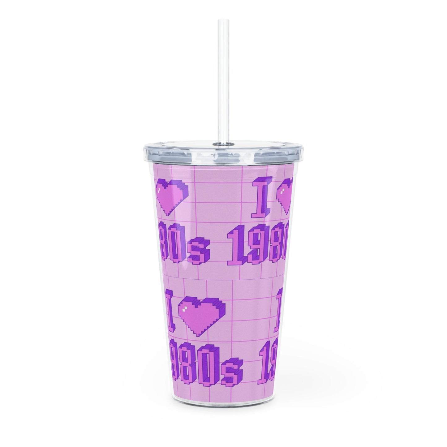 1980s Plastic Tumbler with Straw - Existential Quotes