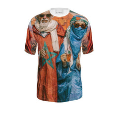 The Keffiyeh Wearing Moroccan Hajj and Hajja World Cup Mens T-Shirt