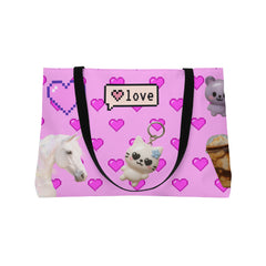 🇺🇸 Pixel Hearts & Strawberry Dreams Tote Bag- ピクセルハートのウィークエンダー