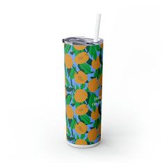 Apricot Hotter Than a Congress on the Day of Judgment Skinny Tumbler with Straw, 20oz - Existential Quotes