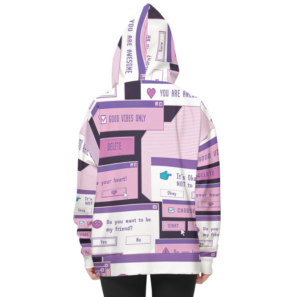 Retro PC design Women’s Fit Hoodie With Front Patch-Super Heavy 375g - Existential Quotes